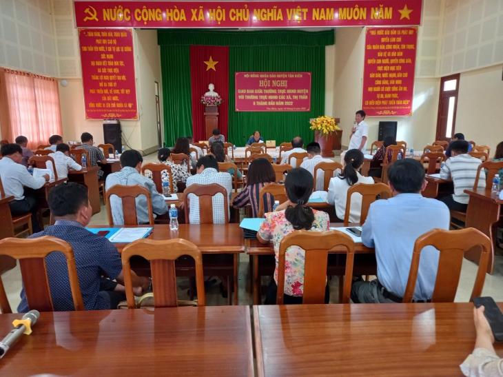 Thường trực HĐND huyện Tân Biên tổ chức Hội nghị giao ban huyện, xã, thị trấn 6 tháng đầu năm 2022